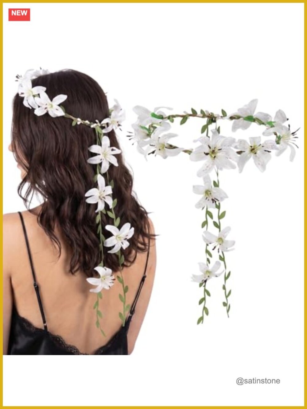 2-Pack Lily Flower Crown Headband Polyester Boho Adjustable
